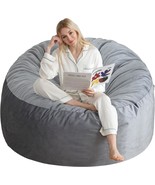 3 Ft Bean Bag Chair, Memory Foam Bean Bag Chairs For Adults With, Dark Grey - $77.99