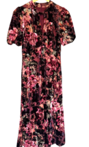 Maggy London Velvet Burnout Dress Womens 4 Pink Floral Midi Feminine Y2K... - $20.44