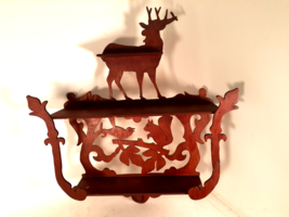 Vintage Fret-sawn  Display Shelf, Nature Theme, Stag, Squirrel, Bird and... - £63.10 GBP