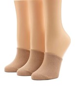 NWOT HUE Women&#39;s Cotton Hidden Cap Toe Topper Liner Sock 3-Pack Cream, O... - £11.24 GBP