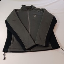 Spyder Men&#39;s Black &amp; Gray Full Zip Double Knit Fleece Lined Distressed S... - $12.46