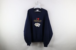 Vintage 90s Womens XL Spell Out I Love Tripoley Card Game Crewneck Sweat... - $33.62