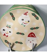 4 Salad Plates Santa Snowman Cream Vintage Vibes 8.5” Eli + Ana NEW - $66.27 CAD