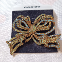 Vintage Goldtone  Rhinestone Large 3.25&quot; BOW Brooch Pin - $169.64 MXN