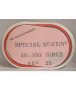 INDIGO GIRLS - VINTAGE ORIGINAL CONCERT CLOTH TOUR BACKSTAGE PASS - $10.00