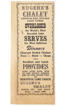 1957 Eugene&#39;s Chalet Restaurant Advertisement Vintage Lake Tahoe Nevada ... - $28.01 CAD