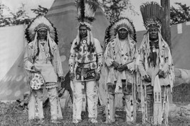 Four Native American Chiefs in Traditional Clothing and Feathered Bonnet 20 x 30 - $25.98