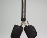 Lululemon Wristlet Dual Pouch Key Chain Black and Gold Wordmark New - £22.02 GBP