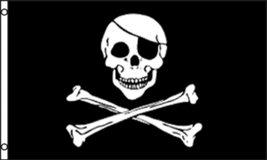 NYLON (NOT Polyester) Jolly Roger Pirate With Patch, 3&#39;x5&#39; NYLON 210D-S Flag Wit - £19.86 GBP