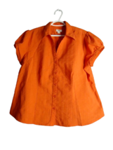 Cato Textured V Neck Cap Sleeve Blouse Women Size 18/20W Orange - £10.70 GBP