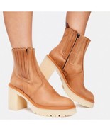 Free People Womens Tan James Chelsea Boot Chunky Heel NEW Size 6/36.5 - £137.65 GBP