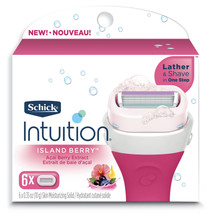 (NEW) Schick Intuition Island Berry Women&#39;s Razor Refill - 6 Cartridges - £23.55 GBP