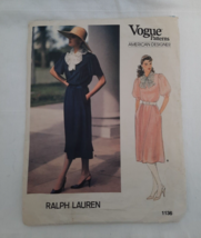 Vogue 1136 American Designer ~ Ralph Lauren Size 12-14-16 ~ Loose Fitting Dress - £11.77 GBP