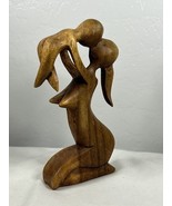 Hand Carved Wood Mother And Baby Abstract Sculpture - $48.00
