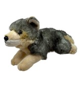 Wolf Husky Plush Grey Brown White Dog 13&quot; Stuffed  Toy Animal Miyoni by Aurora - £11.26 GBP