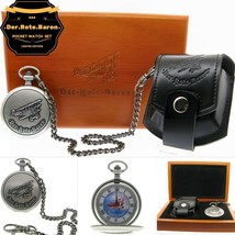  German DER ROTE BARON Aerial Memorial Silver Pocket Watch Men Gift Set  C65 - £95.91 GBP