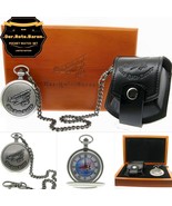  German DER ROTE BARON Aerial Memorial Silver Pocket Watch Men Gift Set ... - £94.13 GBP