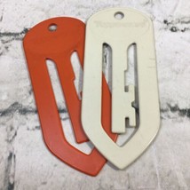 Vintage Tupperware  Key Bookmark Paper Clip Lot of 2 Orange Biege - £9.48 GBP