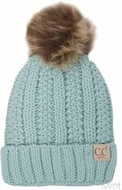 Mint - Beanie Hat Toddler Kids Genuine Ages 2-7 Sherpa Lining Pom Knit - £23.61 GBP