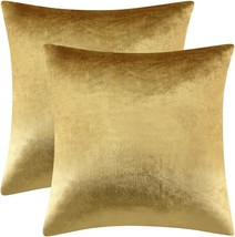 18X18 Pillow Covers For Couch Sofa Bed 2 Pack Soft Cushion Covers In Gold Velvet - £31.14 GBP