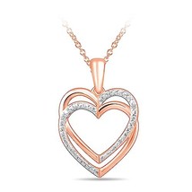Moissanite Love Double Heart Pendant Necklace for Women in 18K Gold Plated Sterl - £46.17 GBP