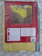 Nos Gloria Vanderbilt Home Rainbow Yellow 100% Cotton Tablecloth - 52&quot; X 52&quot; - £9.59 GBP