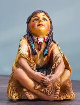 Cultural Native American Indian Tribal Child Girl Sitting Collectible Fi... - $18.49