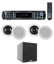 Rockville RPA60BT Home Theater Bluetooth Receiver+(4) 8&quot; In-Ceiling Spea... - £541.93 GBP