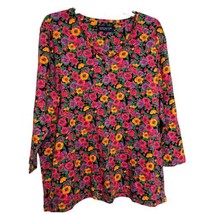 Jones New York Signature Woman Floral V Neck Top 3X - £14.86 GBP