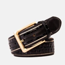 The Bellagio Black & Gold Leather Belt image 13