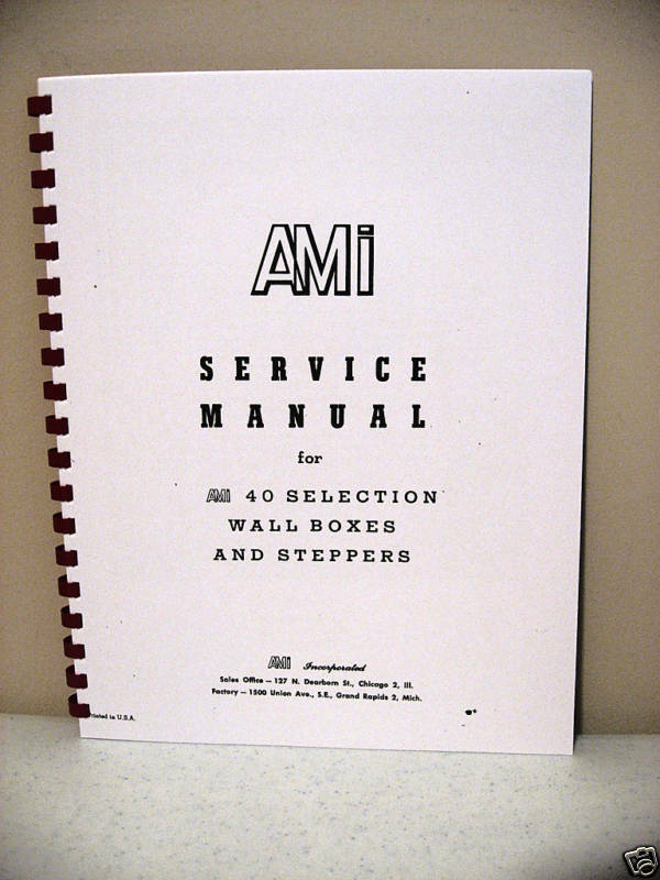 AMI Wall Box 40 Selection &amp; SL &amp; SM Steppers Manual - $24.74