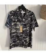 Ezekiel Men’s Small Button Down Shirt Top Black Island Print Aloha Shirt... - $23.50