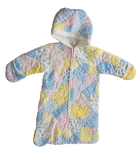 Vintage Bunting Infant Newborn Baby Sack Hood Quilted Pastel Patchwork  - $20.00