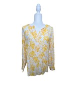 J Crew Womens Yellow White Floral Print Long Sleeve Blouse Sz S Lightwei... - $235.13 MXN