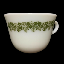 6 Vintage Crazy Daisy Pyrex Milk Glass Coffee Cups Spring Blossom VTG Mugs Green - £29.09 GBP