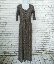 Spense Dress Womens Small Black Brown Viscose Scoop Neck Half Sleeve Long Maxi - £19.95 GBP