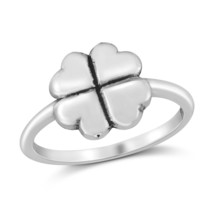 Lucky in Love Four Leaf Clover Hearts Sterling Silver Ring - 8 - £19.77 GBP