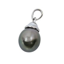 14k White Gold Tahitian Cultured Pearl Drop Pendant Retail Value = $500 - £198.07 GBP