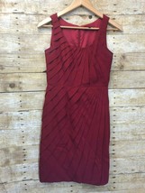 GIANNI BINI Cranberry Red Silk Pleated Sleeveless Dress Size 4, Pre-Owned - £8.82 GBP