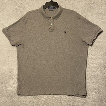 Ralph Lauren Polo Gray Shirt Mens XL Black Pony Rugby Golf Custom Slim Fit - $16.34