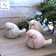 Stone Look Bird Figurines Nursery Decor Baby Shower Decorations Shelf Sitter - £14.78 GBP