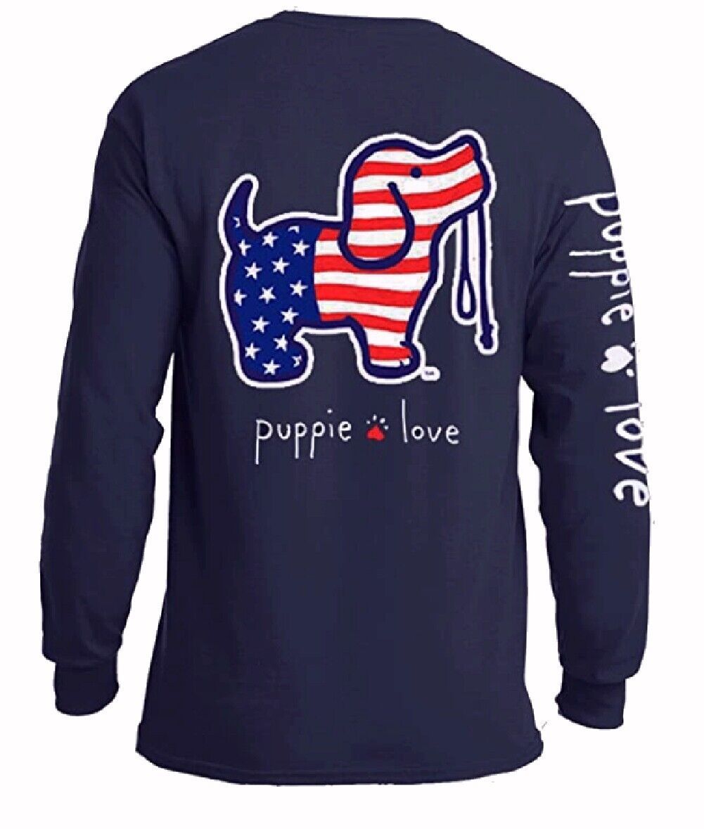 Puppie Love USA Pup Long Sleeve T-Shirt - NEW FAST FREE SHIP