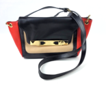 Kim Kardashian womens handbag black / red faux leather Handbag gold hard... - $19.79