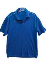 NIke dri-fit Polo S small blue white swoosh short sleeve shirt men - $16.82