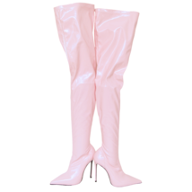 Le Silla Pink Patent Leather Eva Thigh High Boots Stiletto Heel 120mm Sz 39 - £569.43 GBP