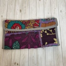 Unbranded Womens Cloth Wallet Floral Embroidery Purple Blue Gold Gray Li... - £13.99 GBP