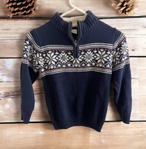 Gymboree Fair Isle Cardigan Knit sweater size M(7-8) Youth Navy blue white red - £14.32 GBP