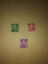 Lot #1 3 1954 Cancelled Postage Stamps Washington Jefferson Lincoln Vintage VTG - $9.90