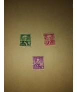 Lot #1 3 1954 Cancelled Postage Stamps Washington Jefferson Lincoln Vint... - £7.78 GBP