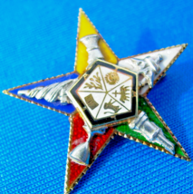 14K Gold Masonic Pin Art Deco Order Of The Eastern Star Brooch - £305.38 GBP